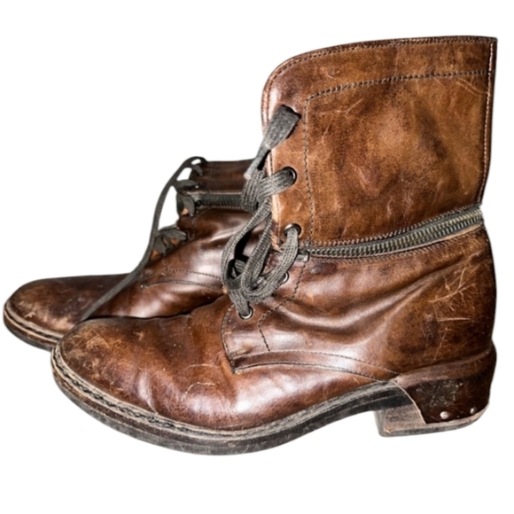 Alberto Fermani Vintage Inspired Zip Off Lace-up Boots Stud Detail 38 Brown 8 - Picture 3 of 7